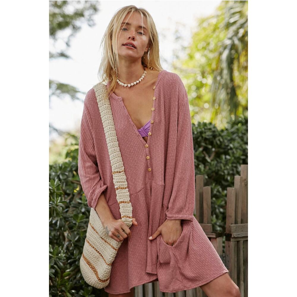 Free People / Blossom Button-up T-Shirt Dress / sz xs